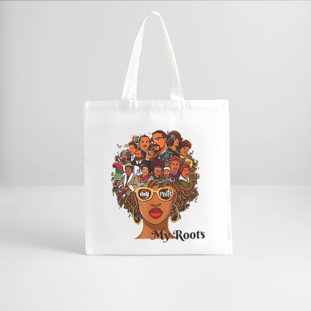 African American Women My Roots White Tote Bag Gift for Black History Month nicholesgifts