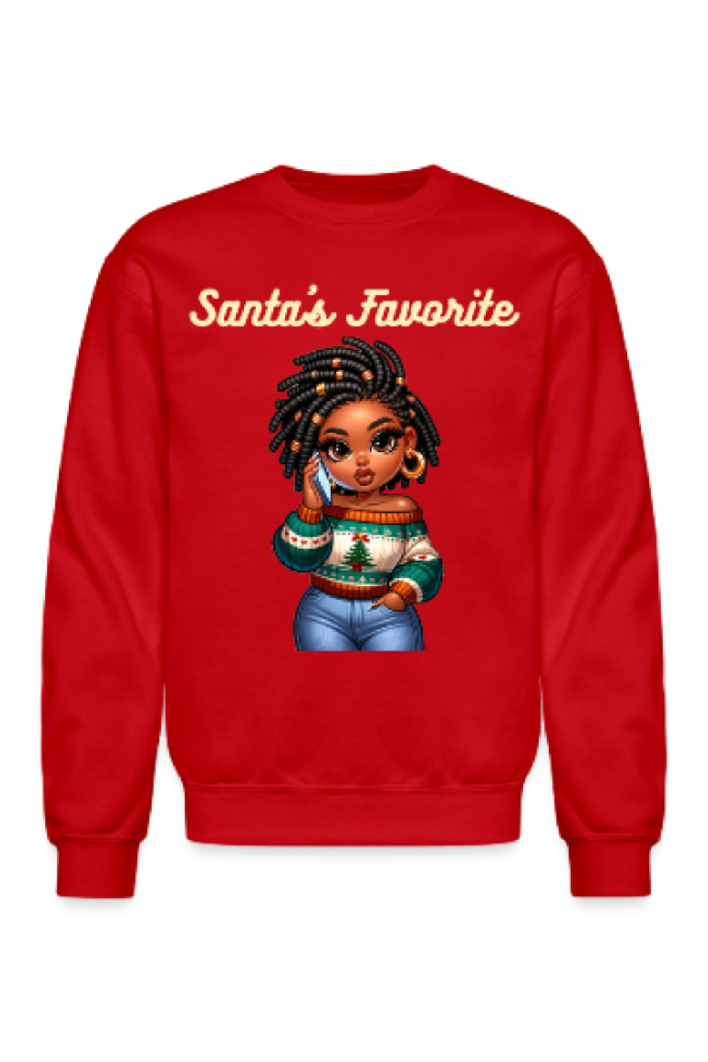 NicholesGifts African American Women Santa's Favorite Crewneck Christmas Sweatshirt NicholesGifts