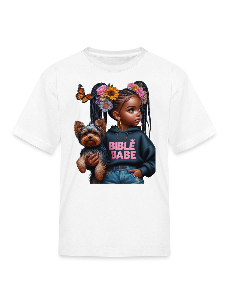 African American Girls Bible Babe with Dog Short Sleeve T-Shirt