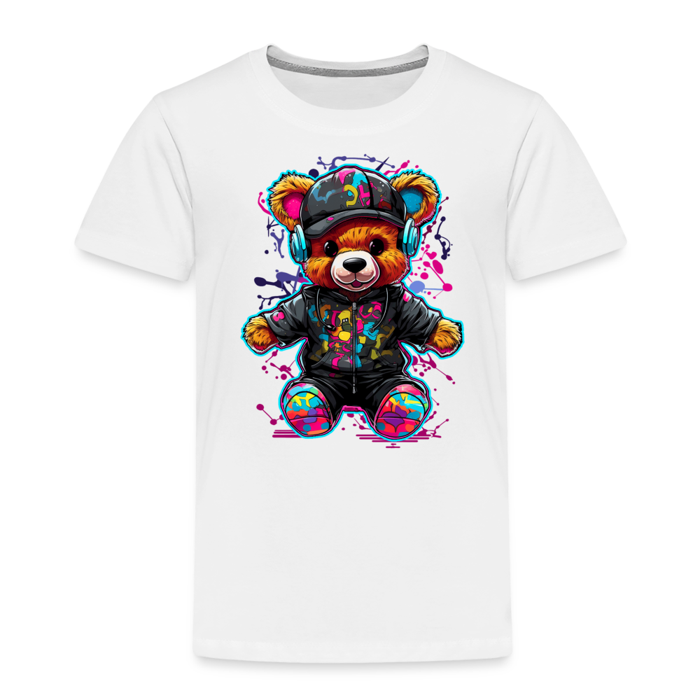 Toddler Boys Colorful Bear with Headphones Short Sleeve Crewneck T-Shirt NicholesGifts