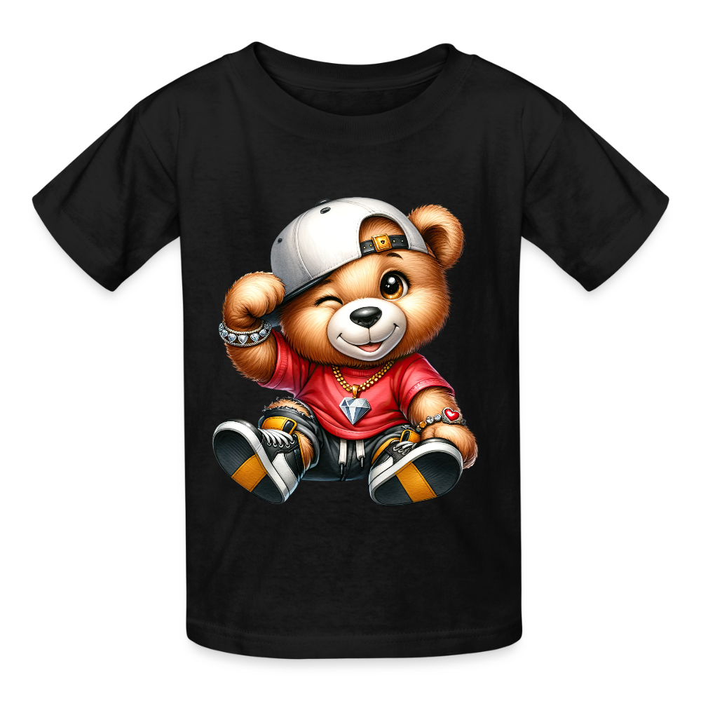Boys Teddy Bear White Hat Short Sleeve T-Shirt NicholesGifts