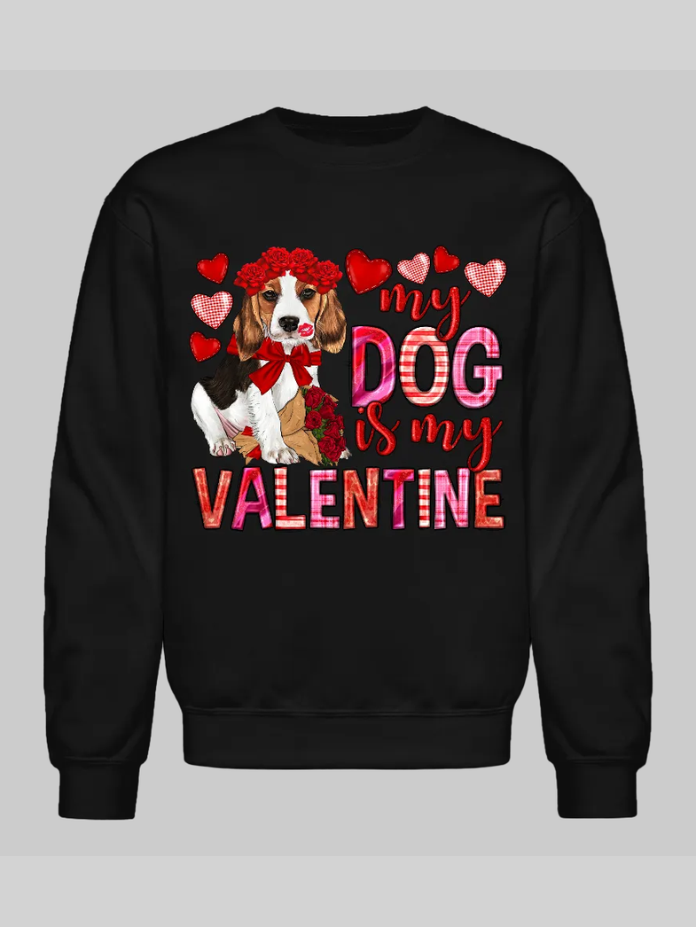 Women My Dog Is My Valentine Crewneck Valentine's Day Sweatshirt nicholesgifts