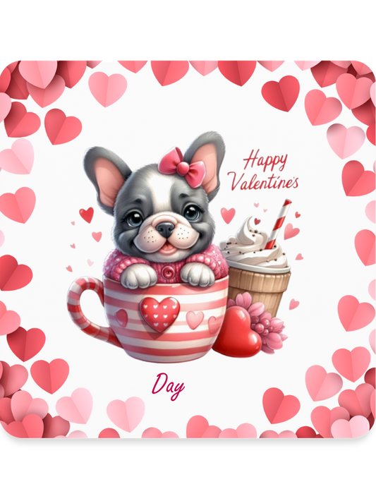 Happy Valentine's Day Pug Dog Square Magnet nicholesgifts