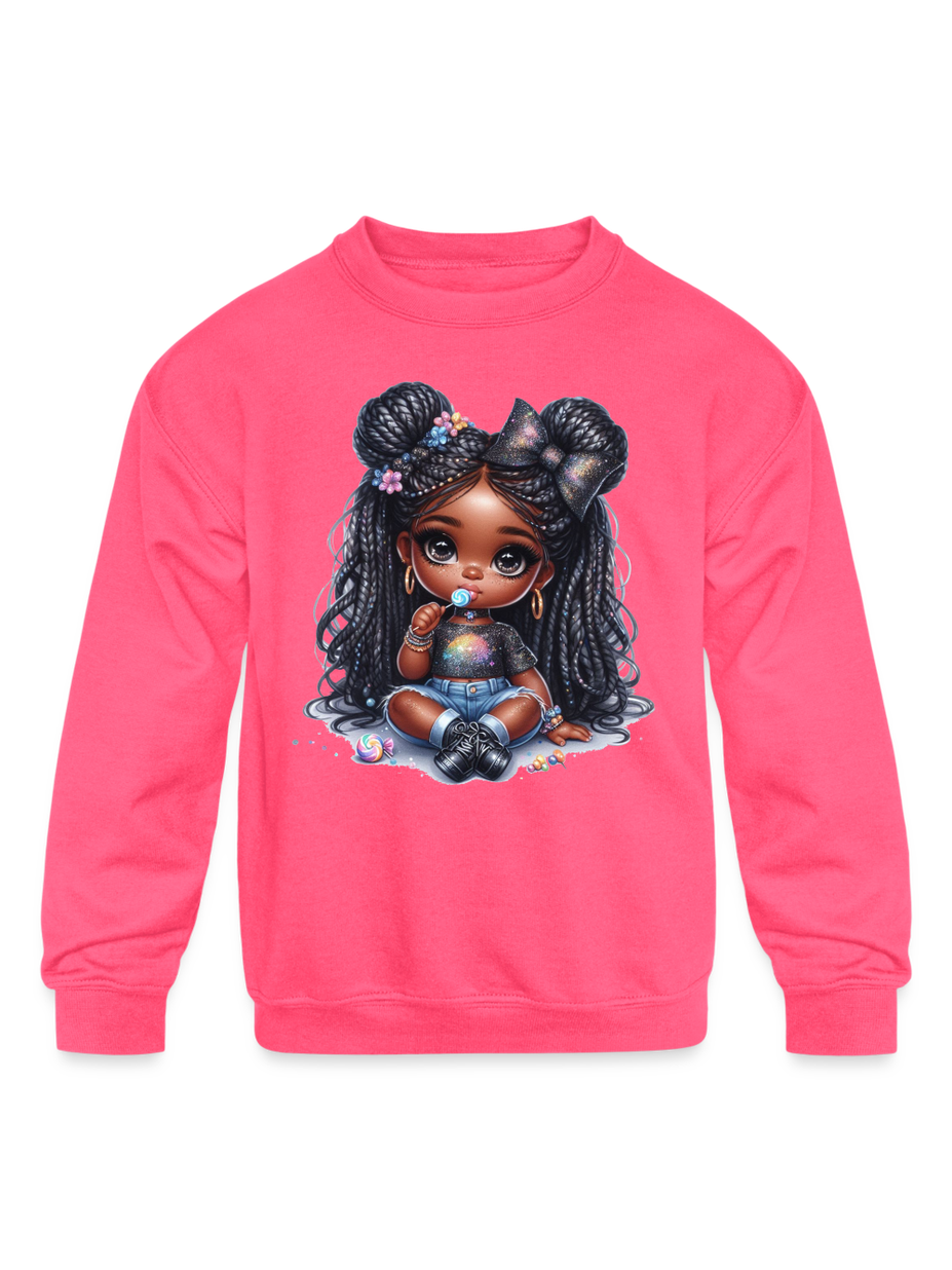 African American Toddler Girls Lollipop and Earrings Long Sleeve Crewneck Sweatshirt nicholesgifts