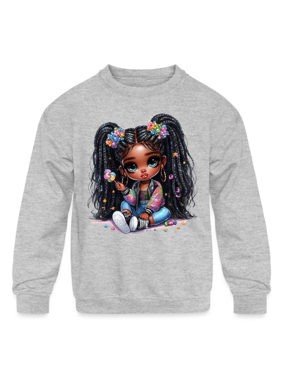 African American Toddler Girls Lollipop Girl Long Sleeve Crewneck Sweatshirt