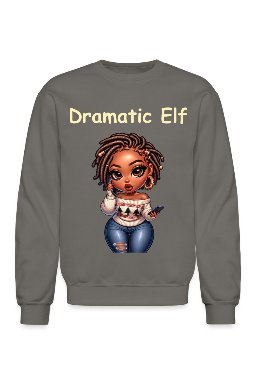 NicholesGifts African American Women Dramatic Elf Crewneck Christmas Sweatshirt NicholesGifts