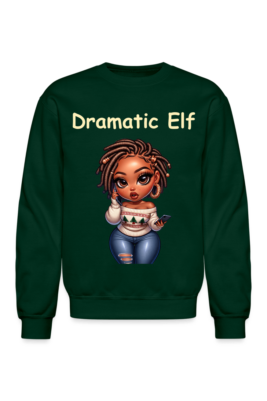 NicholesGifts African American Women Dramatic Elf Crewneck Christmas Sweatshirt NicholesGifts