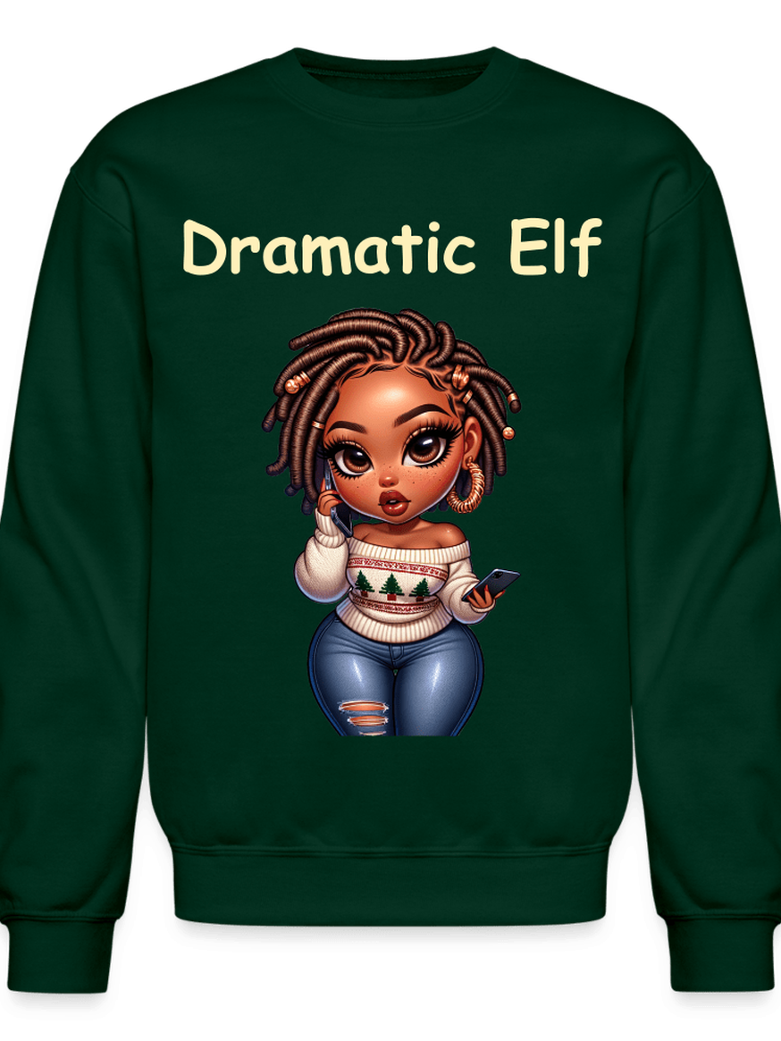 NicholesGifts African American Women Dramatic Elf Crewneck Christmas Sweatshirt NicholesGifts