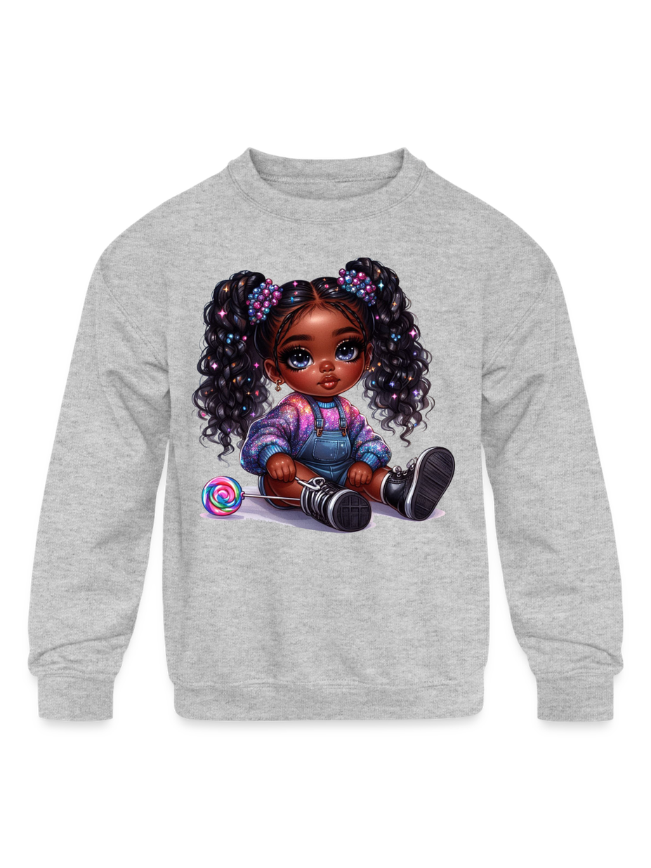 African American Toddler Girls Curly Hair Long Sleeve Crewneck Sweatshirt NicholesGifts