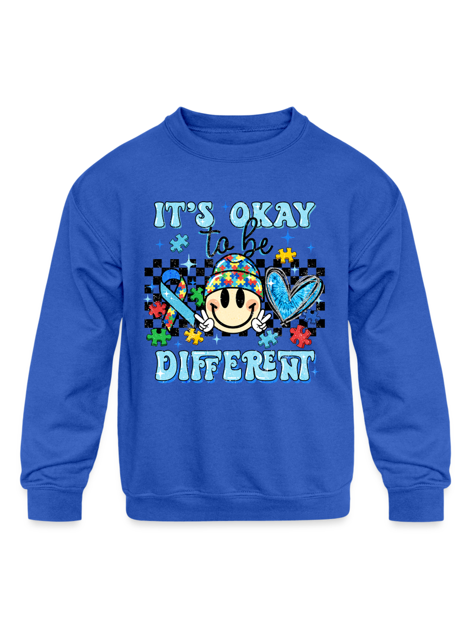Boys it's Ok To Be Different Long Sleeve Smiley Face Crewneck Sweatshirt