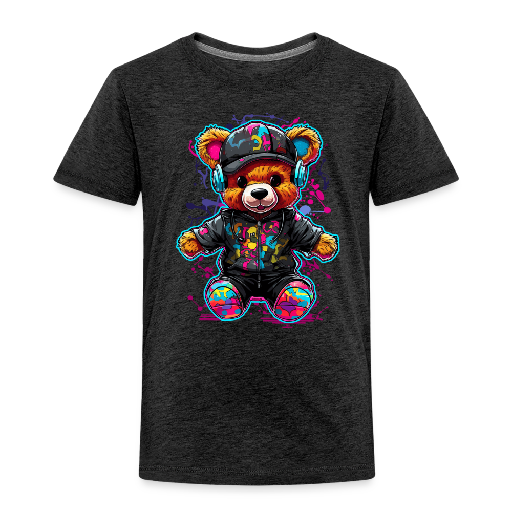 Toddler Boys Colorful Bear with Headphones Short Sleeve Crewneck T-Shirt NicholesGifts