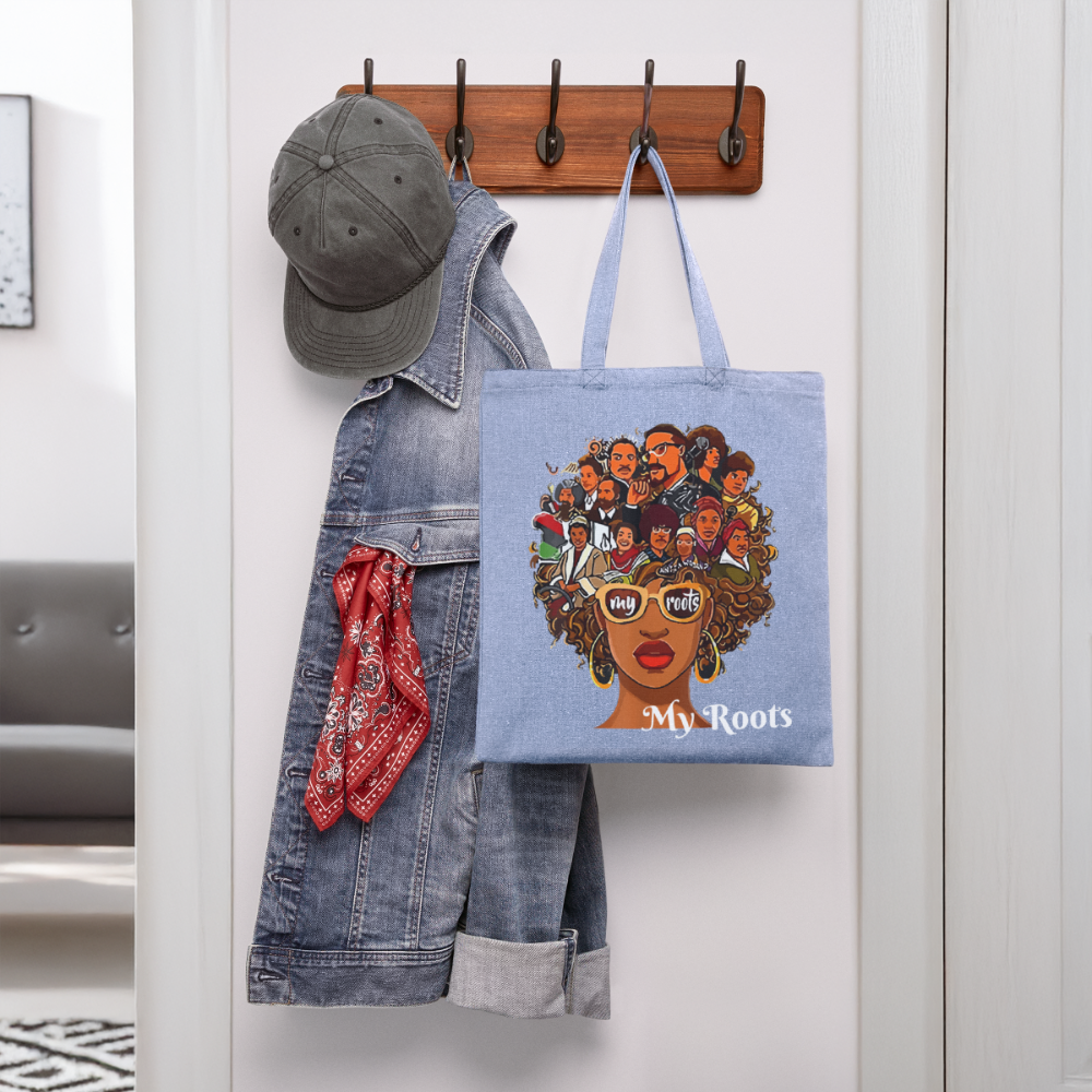African American Women My Roots Blue Tote Bag Gift for Black History Month nicholesgifts
