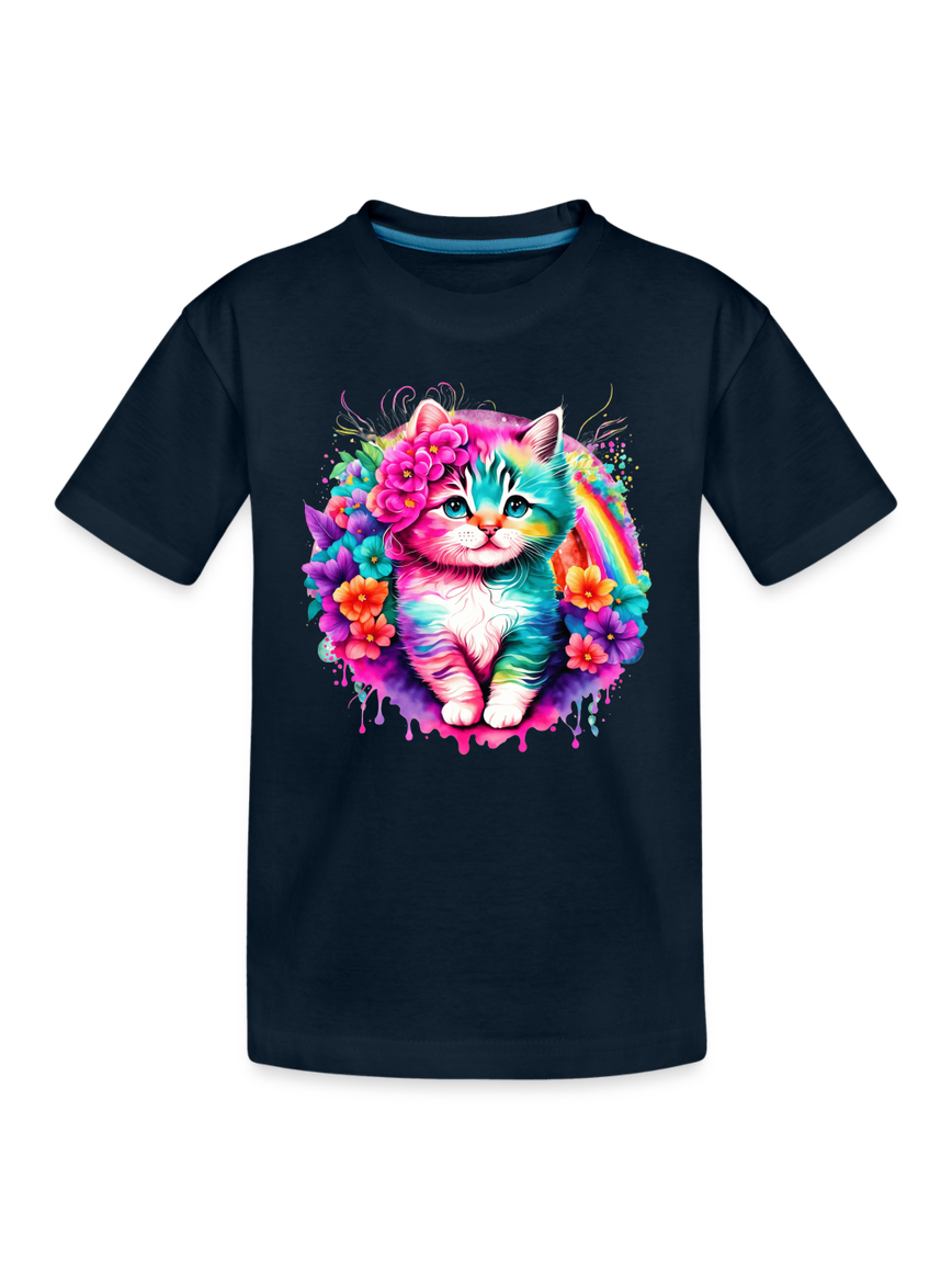 Toddler Girls Colorful Kitten Short Sleeve Tee Shirt nicholesgifts