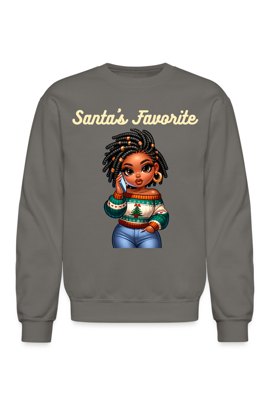 NicholesGifts African American Women Santa's Favorite Crewneck Christmas Sweatshirt NicholesGifts