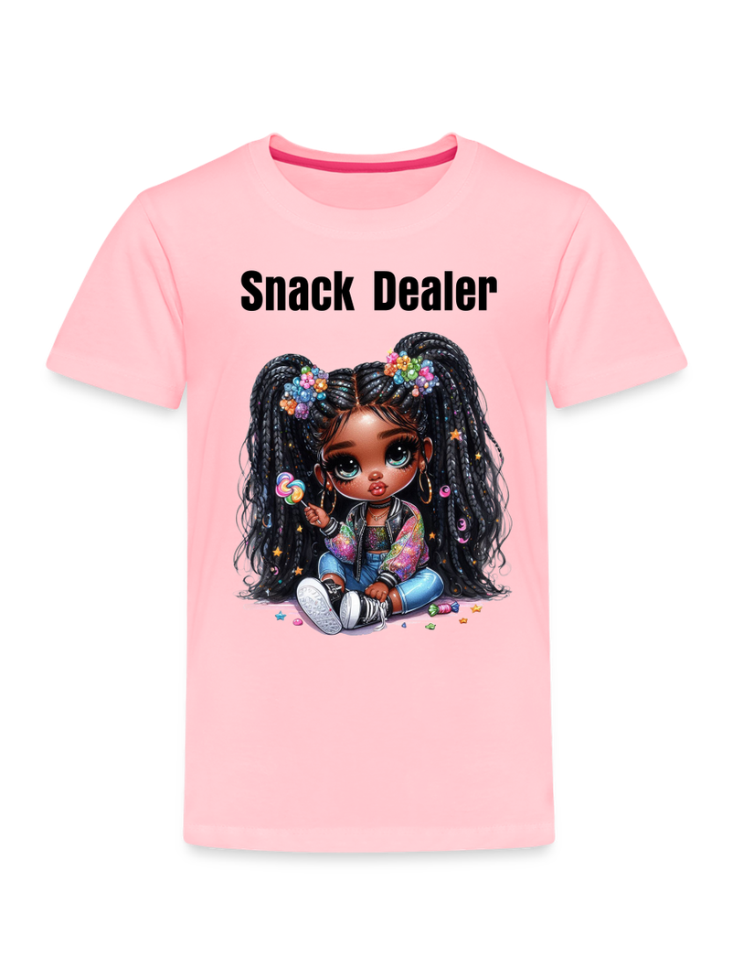 African American Toddler Girls Snack Dealer Short Sleeve T-Shirt NicholesGifts