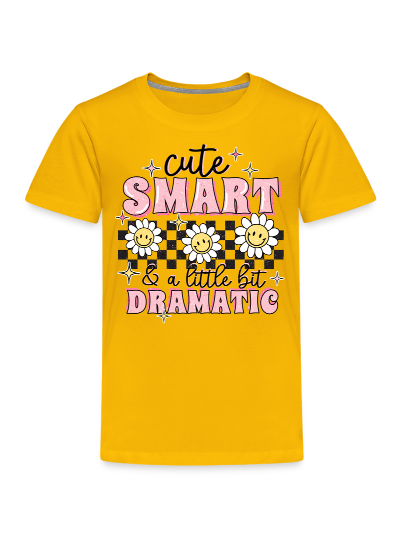 Toddler Girls Cute Smart and a Little Bit Dramatic Short Sleeve T-Shirt nicholesgifts