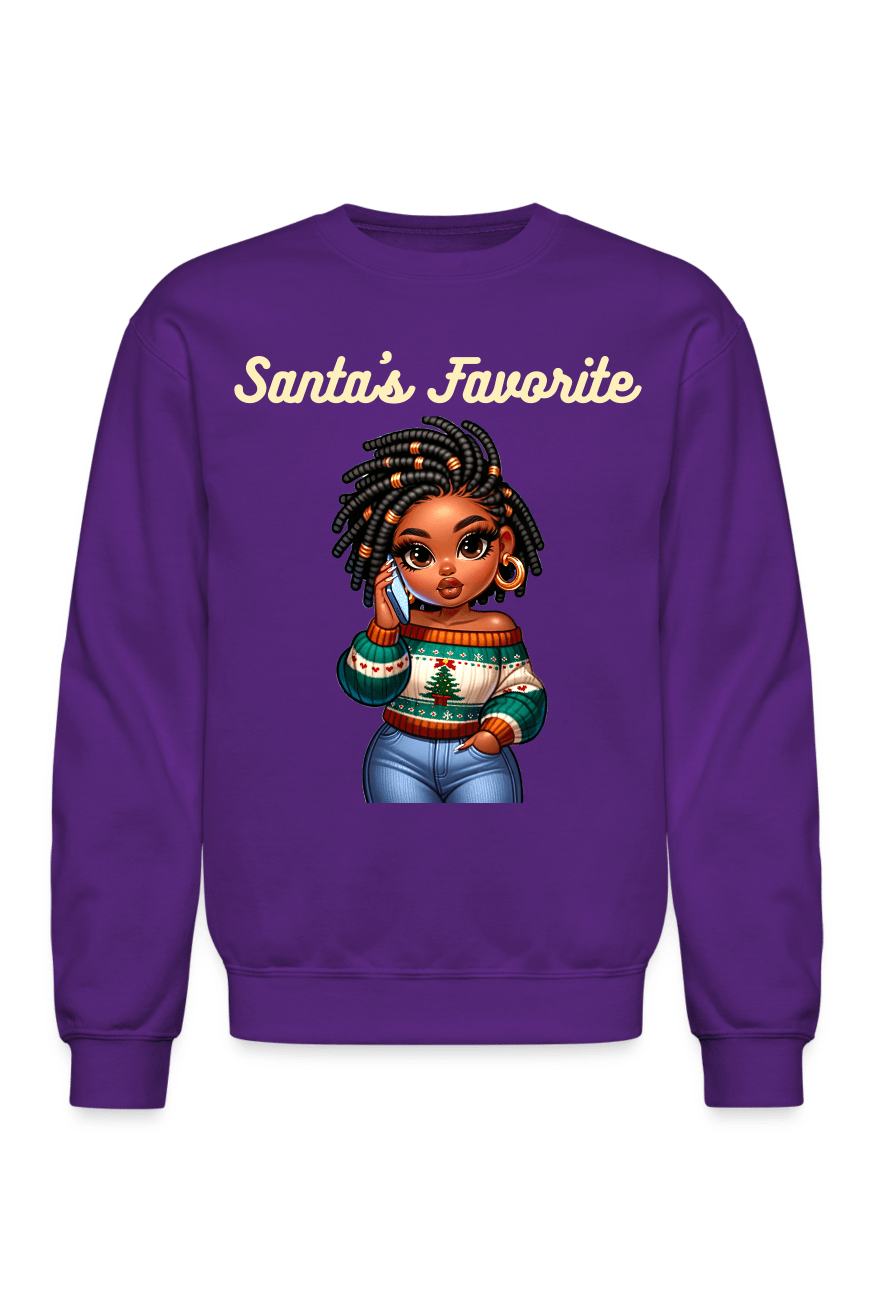 NicholesGifts African American Women Santa's Favorite Crewneck Christmas Sweatshirt NicholesGifts