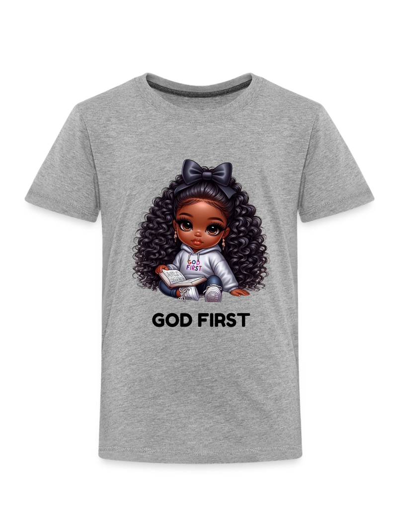 African American Toddler Girls God First Short Sleeve T-Shirt