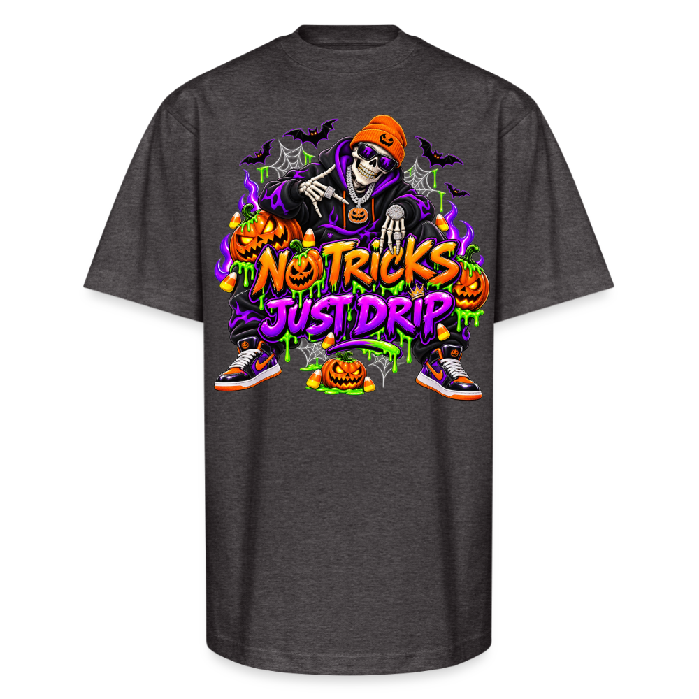 Men No Tricks Just Drip Oversized Halloween Short Sleeve T-Shirt - charcoal grey