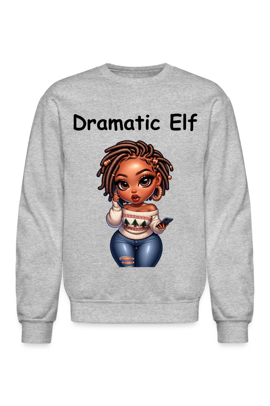 NicholesGifts African American Women Dramatic Elf Gold Locks Crewneck Christmas Sweatshirt NicholesGifts