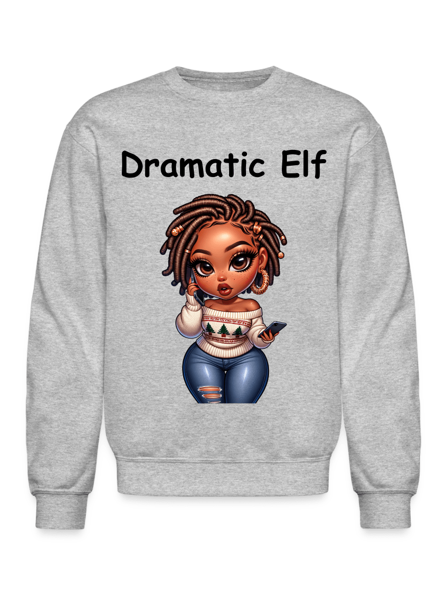 NicholesGifts African American Women Dramatic Elf Gold Locks Crewneck Christmas Sweatshirt NicholesGifts