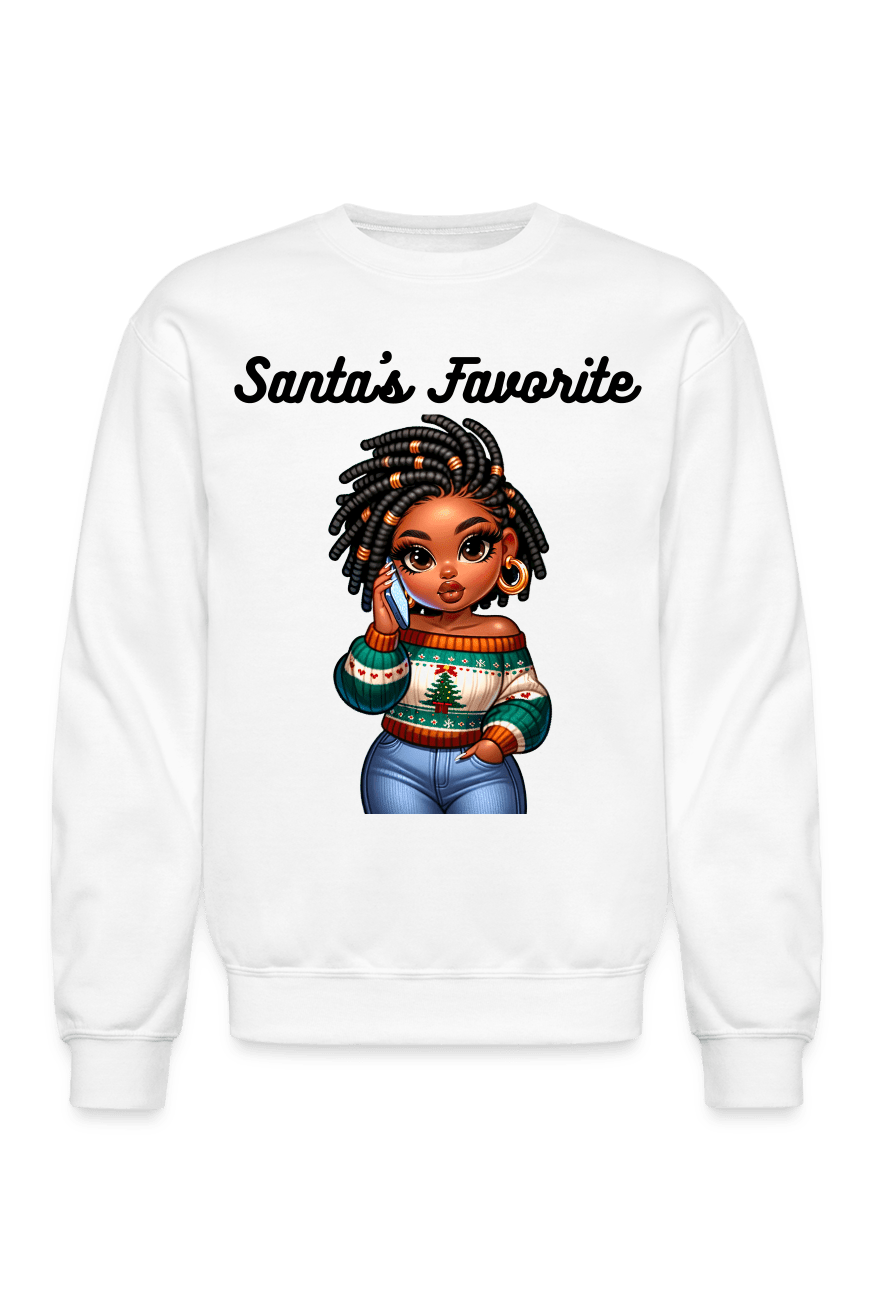 NicholesGifts African American Women Santa's Favorite Crewneck Christmas Sweatshirt NicholesGifts