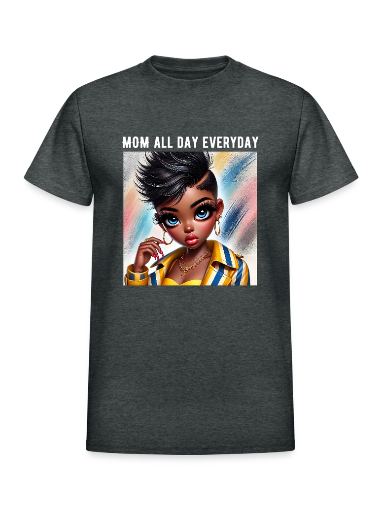 African American Women Mom All Day Everyday Wearing a Cross Mother's Day Short Sleeve Tee Shirt NicholesGifts