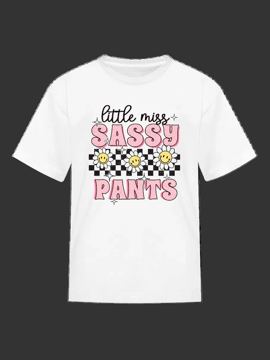 Girls Little Miss Sassy Pants Short Sleeve T-Shirt nicholesgifts