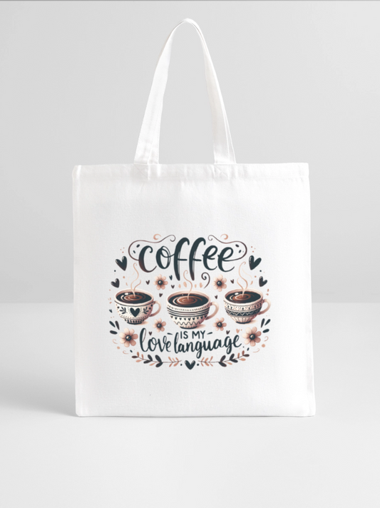 Women Coffee Is My Love Language Valentine's Day Tote Bag Gift For Her nicholesgifts