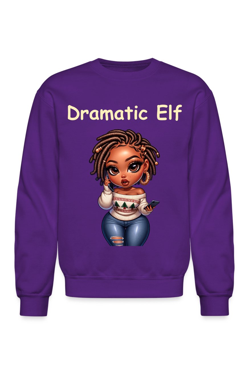 NicholesGifts African American Women Dramatic Elf Crewneck Christmas Sweatshirt NicholesGifts