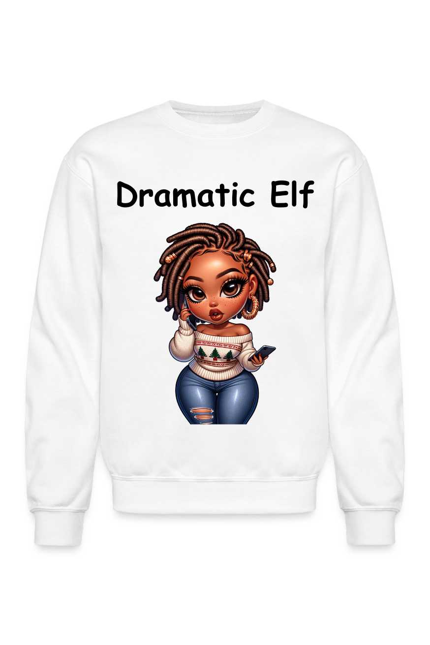 NicholesGifts African American Women Dramatic Elf Gold Locks Crewneck Christmas Sweatshirt NicholesGifts