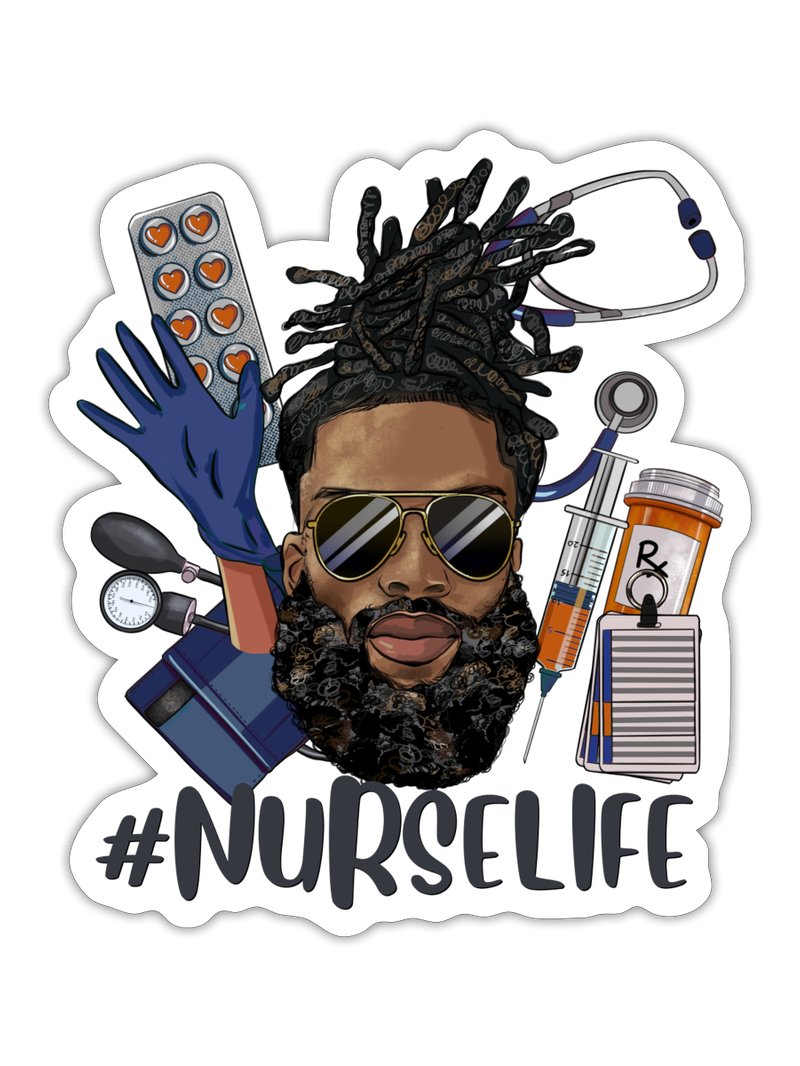African American Male Nurse Life Sticker