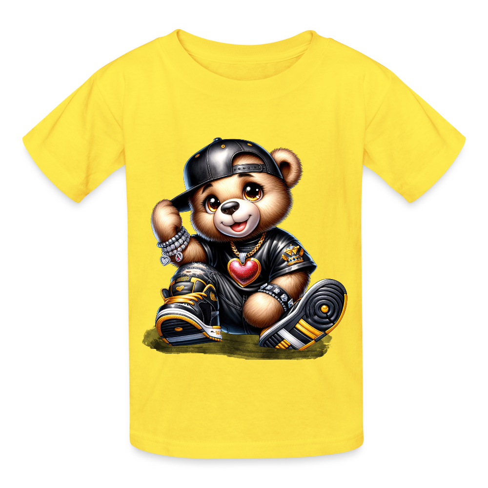 Boys Black Hat Teddy Bear Short Sleeve T-Shirt NicholesGifts