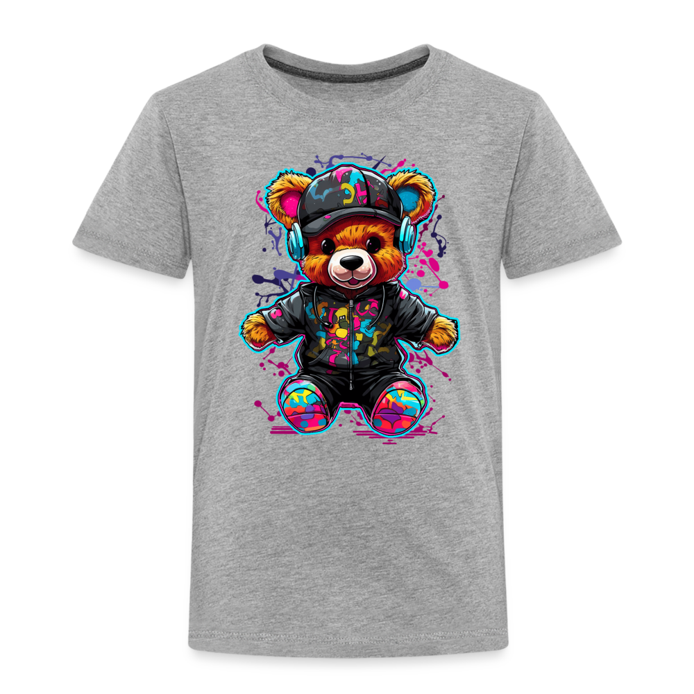 Toddler Boys Colorful Bear with Headphones Short Sleeve Crewneck T-Shirt NicholesGifts