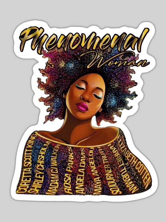 African American Women Phenominal Woman Sticker - white matte