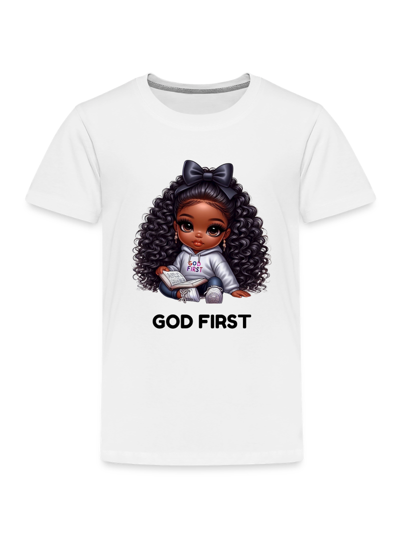 African American Toddler Girls God First Short Sleeve T-Shirt