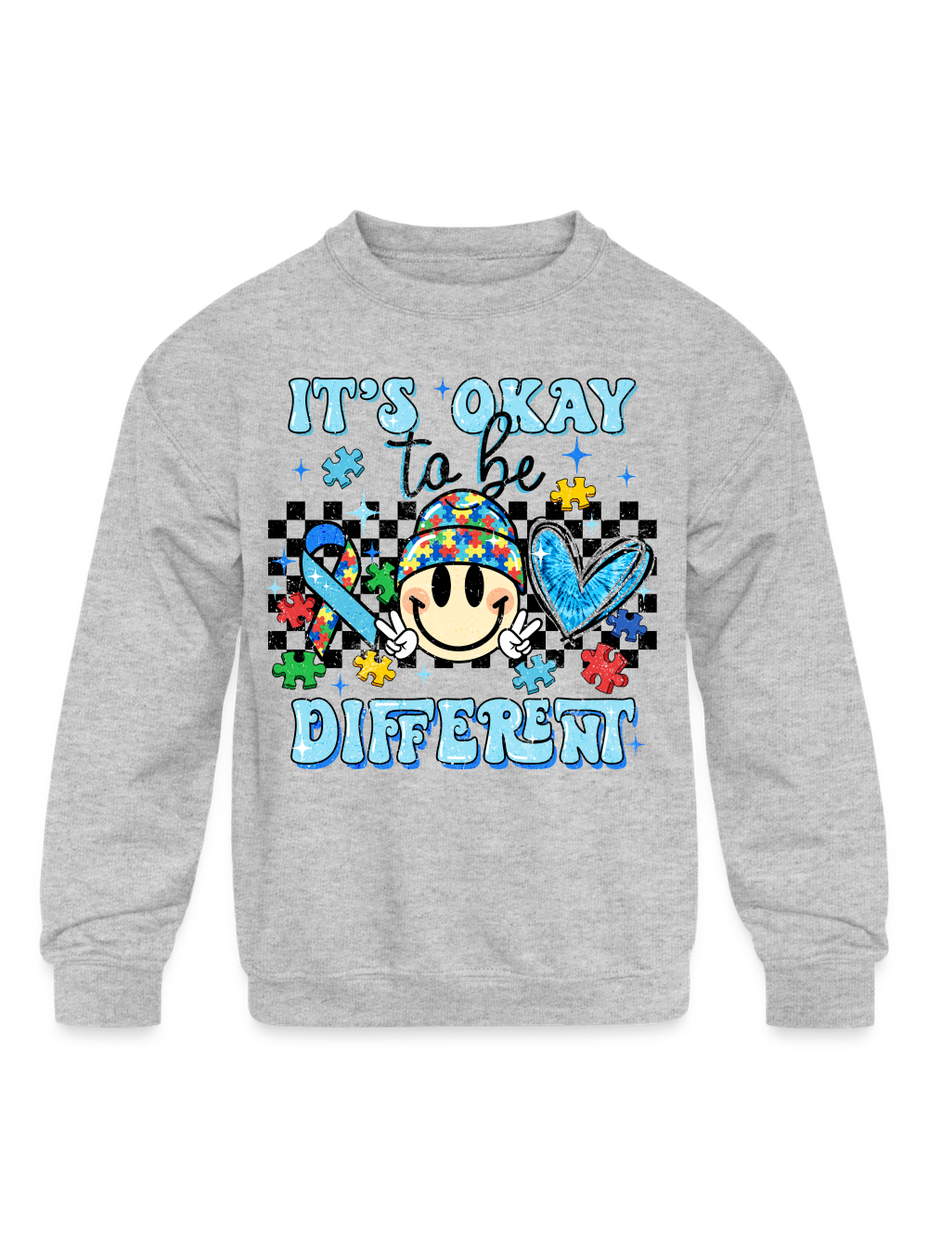 Toddler Boys It's Okay to be Different Crewneck Long Sleeve Gray Sweatshirt