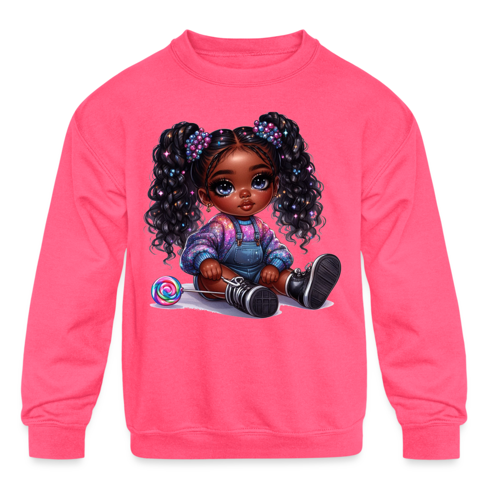 NicholesGifts African American Toddler Girls Curly Hair Long Sleeve Crewneck Sweatshirt NicholesGifts