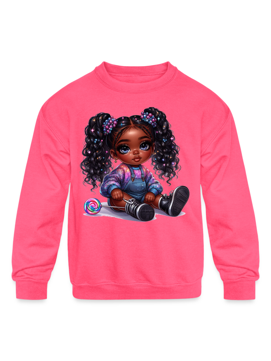 African American Toddler Girls Curly Hair Long Sleeve Crewneck Sweatshirt NicholesGifts