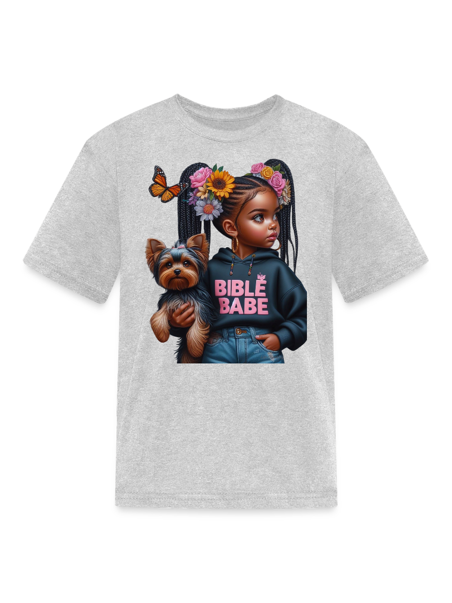 African American Girls Bible Babe with Dog Short Sleeve T-Shirt