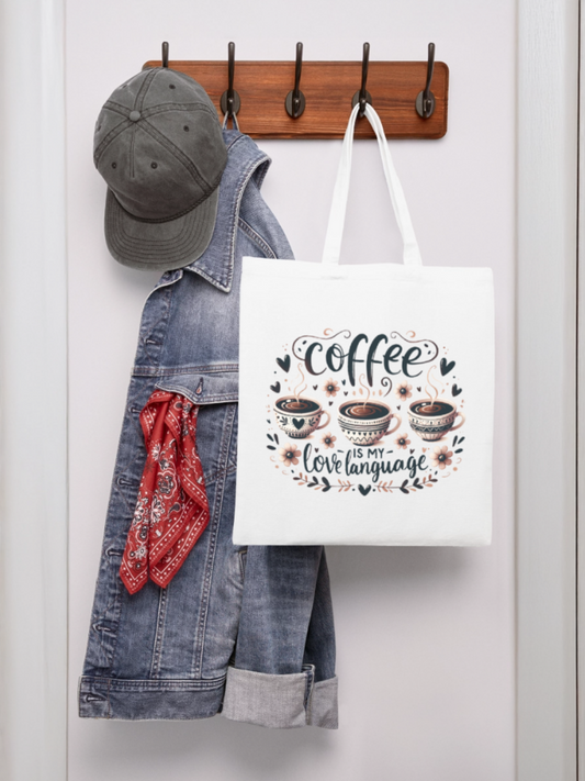Women Coffee Is My Love Language Valentine's Day Tote Bag Gift For Her nicholesgifts