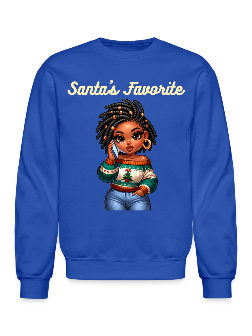 NicholesGifts African American Women Santa's Favorite Crewneck Christmas Sweatshirt