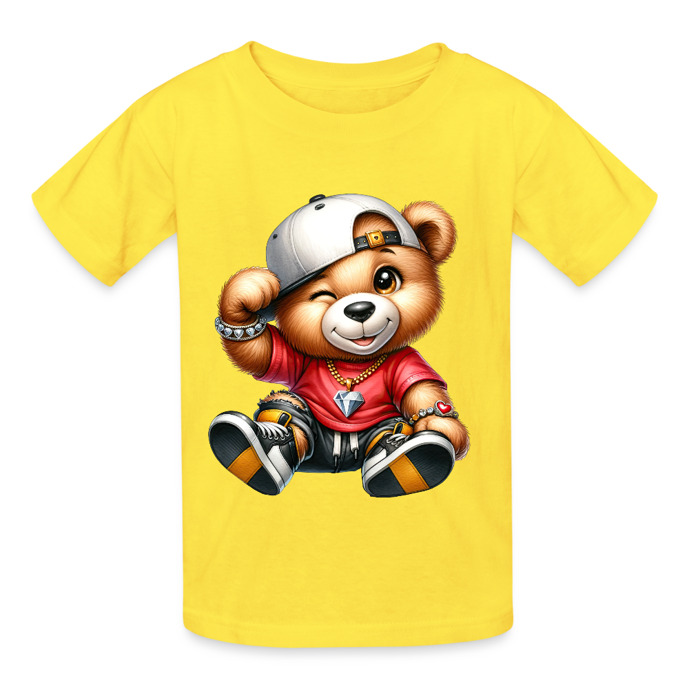 Boys Teddy Bear White Hat Short Sleeve T-Shirt NicholesGifts