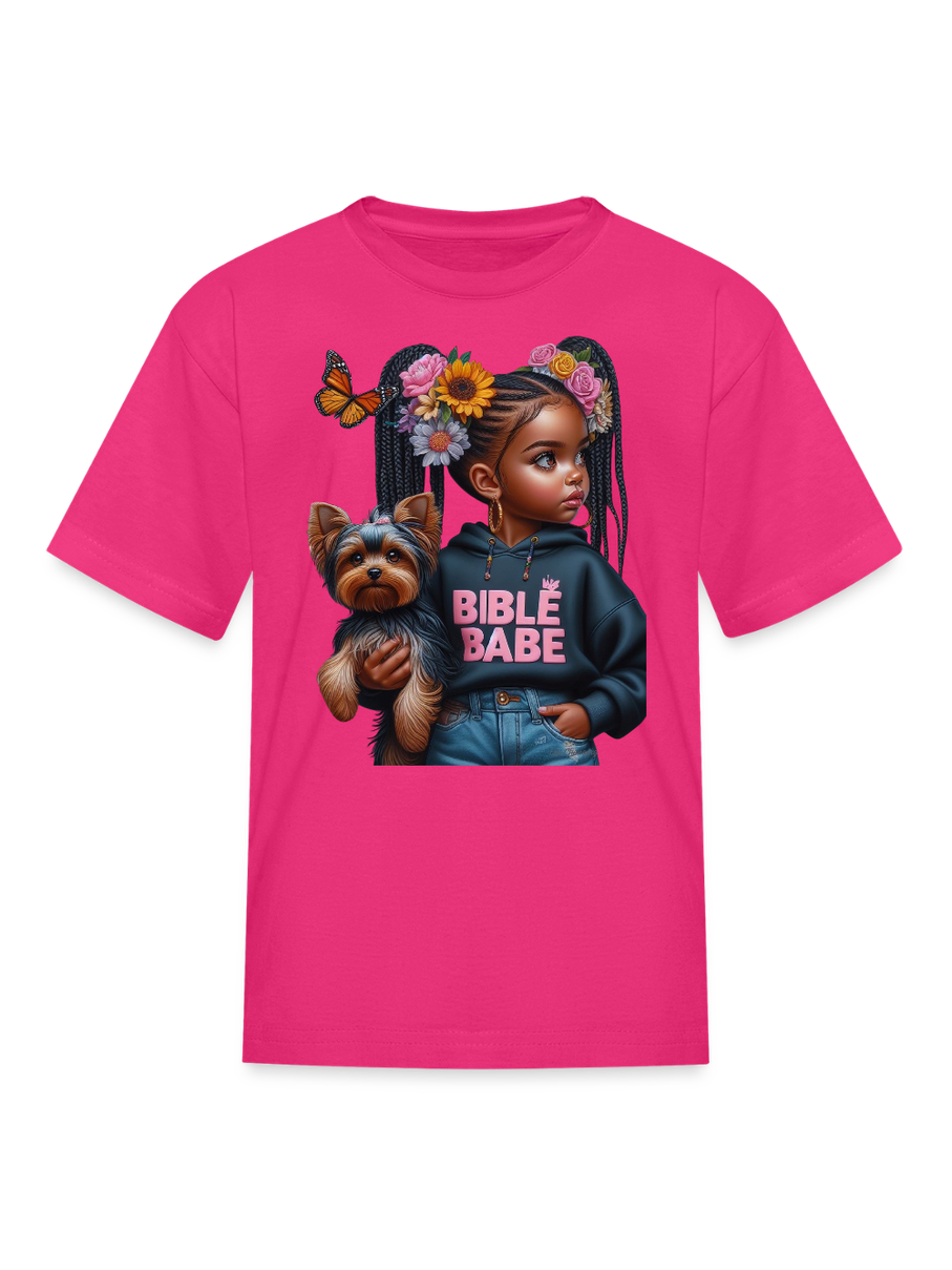 African American Girls Bible Babe with Dog Short Sleeve T-Shirt