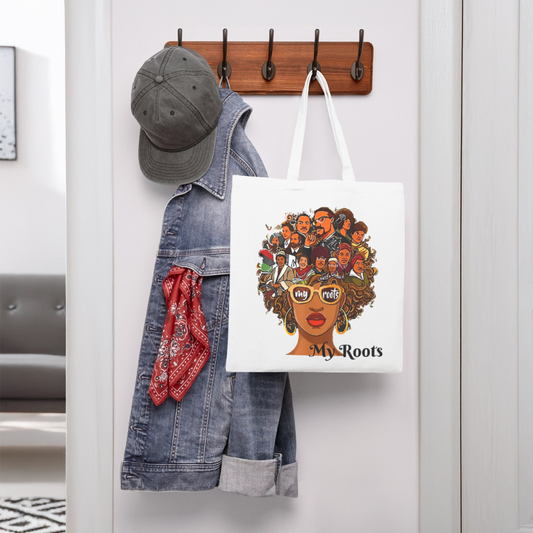 African American Women My Roots White Tote Bag Gift for Black History Month nicholesgifts