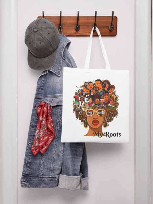 African American Women My Roots White Tote Bag Gift for Black History Month nicholesgifts