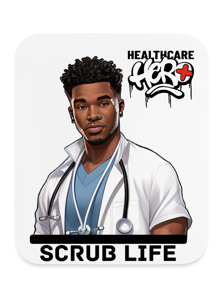 African American Male Nurse White Mouse Pad Vertical