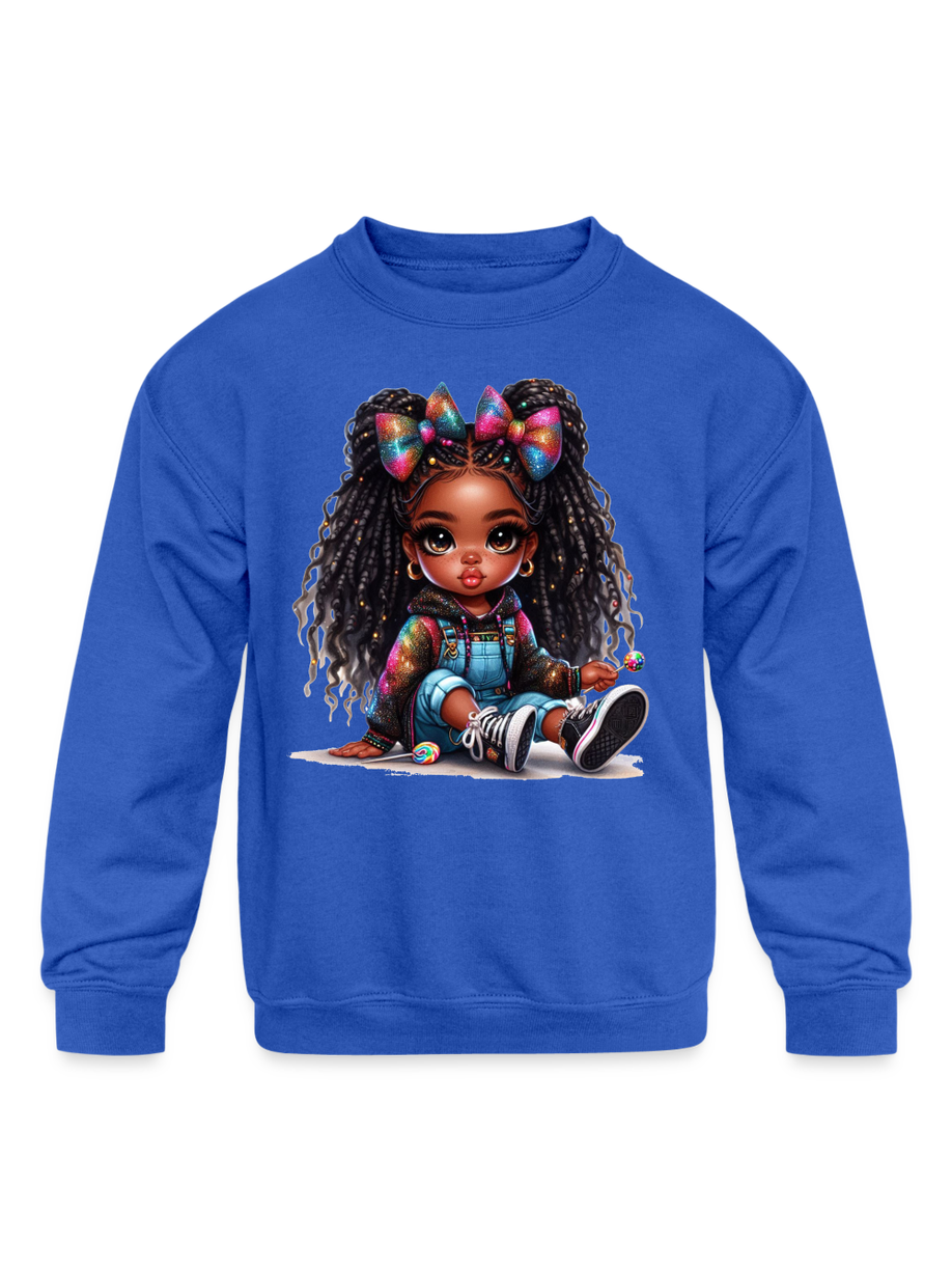 African American Toddler Girls Braids and Bows Long Sleeve Crewneck Sweatshirt nicholesgifts