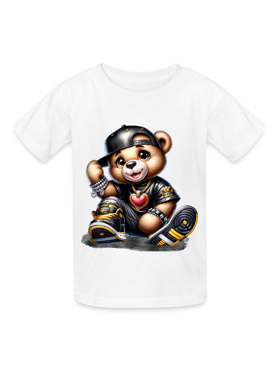 Boys Black Hat Teddy Bear Short Sleeve T-Shirt