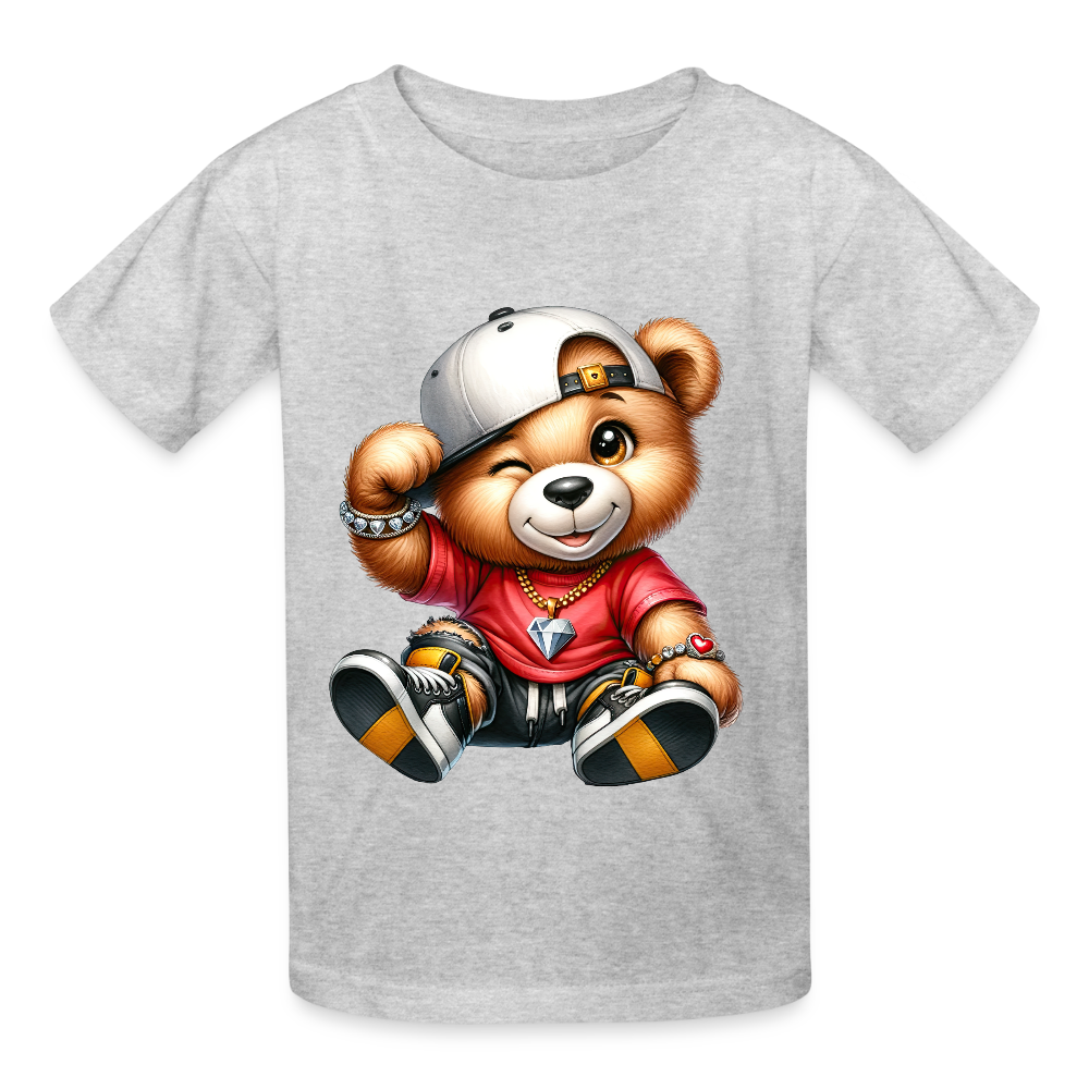 Boys Teddy Bear White Hat Short Sleeve T-Shirt NicholesGifts